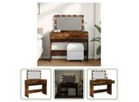The Living Store Comodino Con Illuminazione Led In Rovere Fumé 100X40X120 Cm