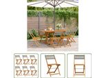 The Living Store Sedie Da Giardino 6 Pz. Pieghevoli In Poly Rattan Grigio E Legno Massiccio