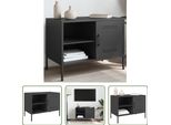 The Living Store Mobile Tv Nero 68X39X50,5 Cm In Acciaio