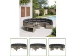 The Living Store Divano Da Giardino Con Tavolo E Cuscini Rotondo Grigio In Poly Rattan