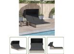 The Living Store Lettino Doppio Con Tetto E Cuscini In Poly Rattan Grigio Chiaro