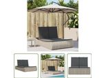 The Living Store Lettino Doppio Con Cuscini Poli Rattan Grigio Chiaro