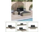 The Living Store Lettino Doppio Con Cuscini Poli Rattan Grigio Chiaro