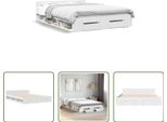 The Living Store Giroletto Con Cassetti Bianco 120X190 Cm In Materiale Ligneo