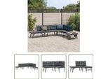 The Living Store Panchine Da Giardino 4 Pezzi Con Cuscini Acciaio Nero Verniciato A Polvere