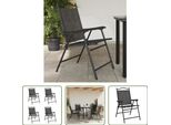 The Living Store Sedie Da Giardino Pieghevoli 4 Pz. Acciaio E Textilene Grigio