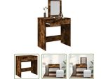 The Living Store Comodino Con Specchio In Rovere Fumé 73X46,5X120 Cm