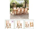 The Living Store Sedie Da Giardino 8 Pz. Pieghevoli In Legno Massiccio Di Acacia E Textilene