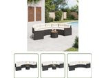 The Living Store Divano Da Giardino Con Tavolo E Cuscini Semirotondo In Polirattan Nero