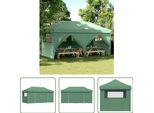 The Living Store Tenda Per Feste Pieghevole Pop-Up Con 4 Pannelli Laterali Verde