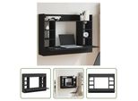 The Living Store Scrivania A Parete Nera 105X48X75 Cm In Materiale Ligneo