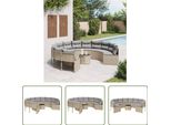 The Living Store Divano Da Giardino Con Tavolo E Cuscini Rotondo In Poly-Rattan Beige