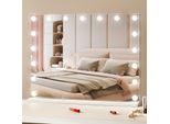 Vevor Hollywood Specchio Per Il Trucco 80 Cm X 60 Cm Bianco Con Luci Led Dimmerabili 3 Modalità Di Colore Controllo Touch Intelligente Ingrandimento 5X Connessione Usb E Type-C