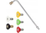 Rosfix Set Con 5 Ugelli Ad Attacco Rapido Per Idropulitrici (0°, 15°, 25°, 40°, 60°) + Lancia Per Idropulitrice 1/4” 34Cm Curva 90°