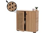 Cassettiera HWC-N87, Credenza Mobile, Design 3D In Vimini 2 Ante 3 Scomparti Con Chiusura Ammortizzata, 82X80X37Cm ~ Marrone
