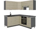 Vicco Cucina Angolare Completa Fame-Line, 160 X 190 Cm , Pl Antracite, Pannello In Rovere/Antracite/Antracite