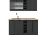 Vicco Cucina Completa R-Line, 160 Cm , Pl Rovere, Casa Di Campagna Antracite/Antracite
