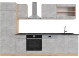 Vicco Cucina Componibile R-Line, 300 Cm , Pl Antracite, Calcestruzzo/Quercia Dorata
