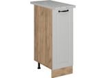 Vicco Armadio Cucina Dispensa Alto R-Line, 30 Cm Pl Marmo, Bianco Casa Di Campagna/Quercia Dorata
