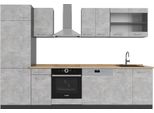 Vicco Cucina Componibile R-Line, 300 Cm , Pl Rovere, Calcestruzzo/Antracite