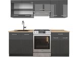 Vicco Cucina Componibile R-Line, 200 Cm Senza Piano Di Lavoro, Antracite Lucido/Antracite