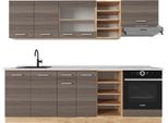 Vicco Cucina Componibile R-Line, 240 Cm , Pl Marmo, Grigio Nobile/Rovere Dorato