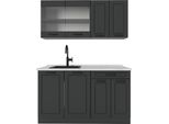 Vicco Cucina Monoblocco R-Line, 140 Cm , Pl Marmo, Casa Di Campagna Antracite/Antracite