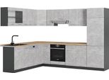 Vicco Cucina Angolare Completa R-Line, 227 X 287 Cm , Pl Rovere, Calcestruzzo/Antracite