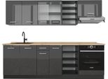 Vicco Cucina Componibile R-Line, 240 Cm , Pl Rovere, Antracite Lucido/Antracite