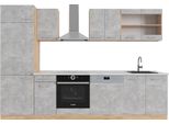 Vicco Cucina Componibile R-Line, 300 Cm , Pl Marmo, Calcestruzzo/Quercia Dorata