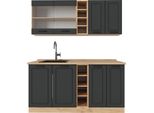 Vicco Cucina Completa R-Line, 160 Cm Senza Piano Di Lavoro, Antracite Casa Di Campagna/Rovere Dorato