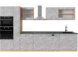 Vicco Cucina Completa R-Line, 350 Cm , Pl Antracite, Calcestruzzo/Quercia Dorata