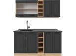 Vicco Cucina Completa R-Line, 160 Cm , Pl Antracite, Antracite Casa Di Campagna/Rovere Dorato