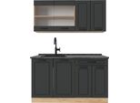 Vicco Cucina Monoblocco R-Line, 140 Cm , Pl Antracite, Antracite Casa Di Campagna/Rovere Dorato