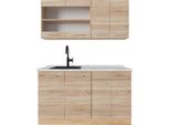 Vicco Cucina Monoblocco R-Line, 140 Cm , Pl Marmo, Rovere Sonoma/Goldkraft