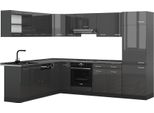 Vicco Cucina Angolare Completa R-Line, 227 X 287 Cm , Pl Antracite, Antracite Lucido/Antracite
