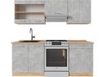 Vicco Cucina Componibile R-Line, 200 Cm , Pl Rovere, Calcestruzzo/Quercia Dorata