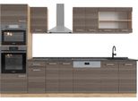 Vicco Cucina Componibile R-Line, 300 Cm Con Armadio Alto, Pl Antracite, Grigio Nobile/Rovere Dorato