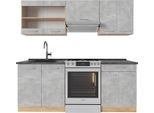 Vicco Cucina Componibile R-Line, 200 Cm , Pl Antracite, Calcestruzzo/Quercia Dorata