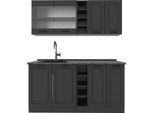 Vicco Cucina Completa R-Line, 160 Cm , Pl Antracite, Casa Di Campagna Antracite/Antracite