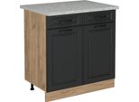 Vicco Mobiletto Base Per Cucina R-Line, 80 Cm Pl Marmo, Antracite Casa Di Campagna/Quercia Dorata