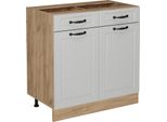 Vicco Mobiletto Base Per Cucina R-Line, 80 Cm Senza Piano Di Lavoro, Bianco Casa Di Campagna/Quercia Dorata