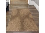 Tappeto Di Alta Qualità Per Interni Ed Esterni Resistente Alle Intemperie Con Motivo A Foglie In Beige Marrone Dimensioni - 80 X 150 Cm
