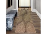 Tappeto Di Alta Qualità Per Interni Ed Esterni Resistente Alle Intemperie Con Motivo A Foglie In Beige Marrone Dimensioni - 80 X 250 Cm