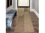 Tappeto Moderno Beige-Marrone Per Interni Ed Esterni Con Motivo Ad Arco Dimensioni - 80 X 250 Cm