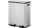 Eko - Ecocasa 1 Cestino A Pedale 30+20 Litri - Acciaio Inox Polipropilene - Acciaio Inox Opaco