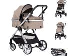 Carrozzina Chipolino 2 In 1 Borsa Fasciatoio Vista, Copripiedi, Cestino, Imbracatura Beige