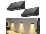 Zmh Lampade Solari Per Esterno 2Pcs Solare Parete Luce Esterna Led 2 Modalità Luci Parete Esterna 3000K Bianco Caldo Luci Parete Solare Impermeabile Illuminazione Solare Per Recinzione Terrazza Balcone Giardino