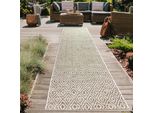 Tappeto Per Interni Ed Esterni Terrazzo Resistente Alle Intemperie A Trama Piatta Con Motivo A Rombi In Beige Dimensioni - 80 X 250 Cm