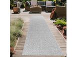 Tappeto Per Interni Ed Esterni Terrazzo Resistente Alle Intemperie A Trama Piatta In Grigio Dimensioni - 80 X 250 Cm